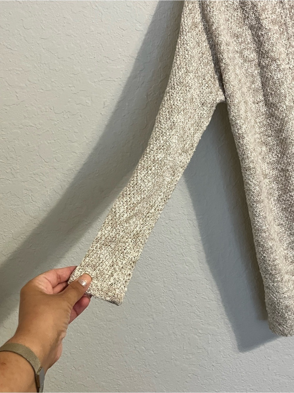 American Eagle XS Marled Open Front Cardigan Neutral Cotton Blend Lightweight - Picture 4 of 9